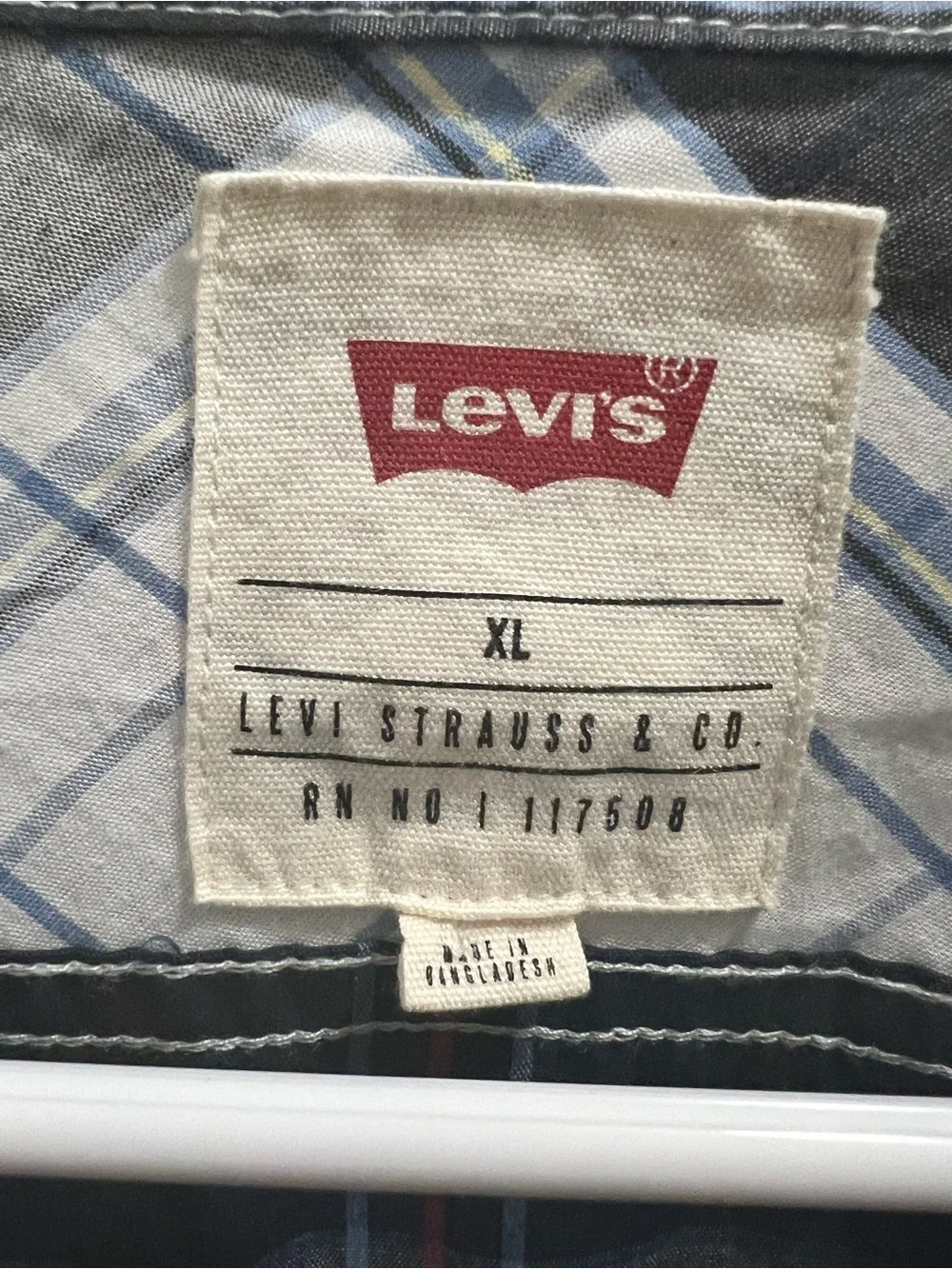 Levi's Short-Sleeve Plaid Button-Down Shirt in Black and Cream